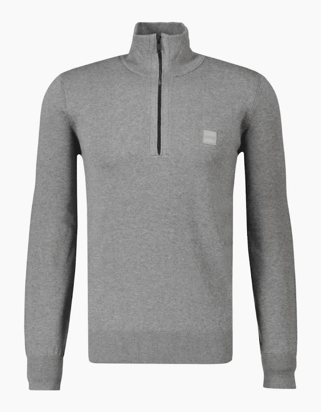 Kannobix Cashmere-Cotton Quarter Zip Grey Jumper
