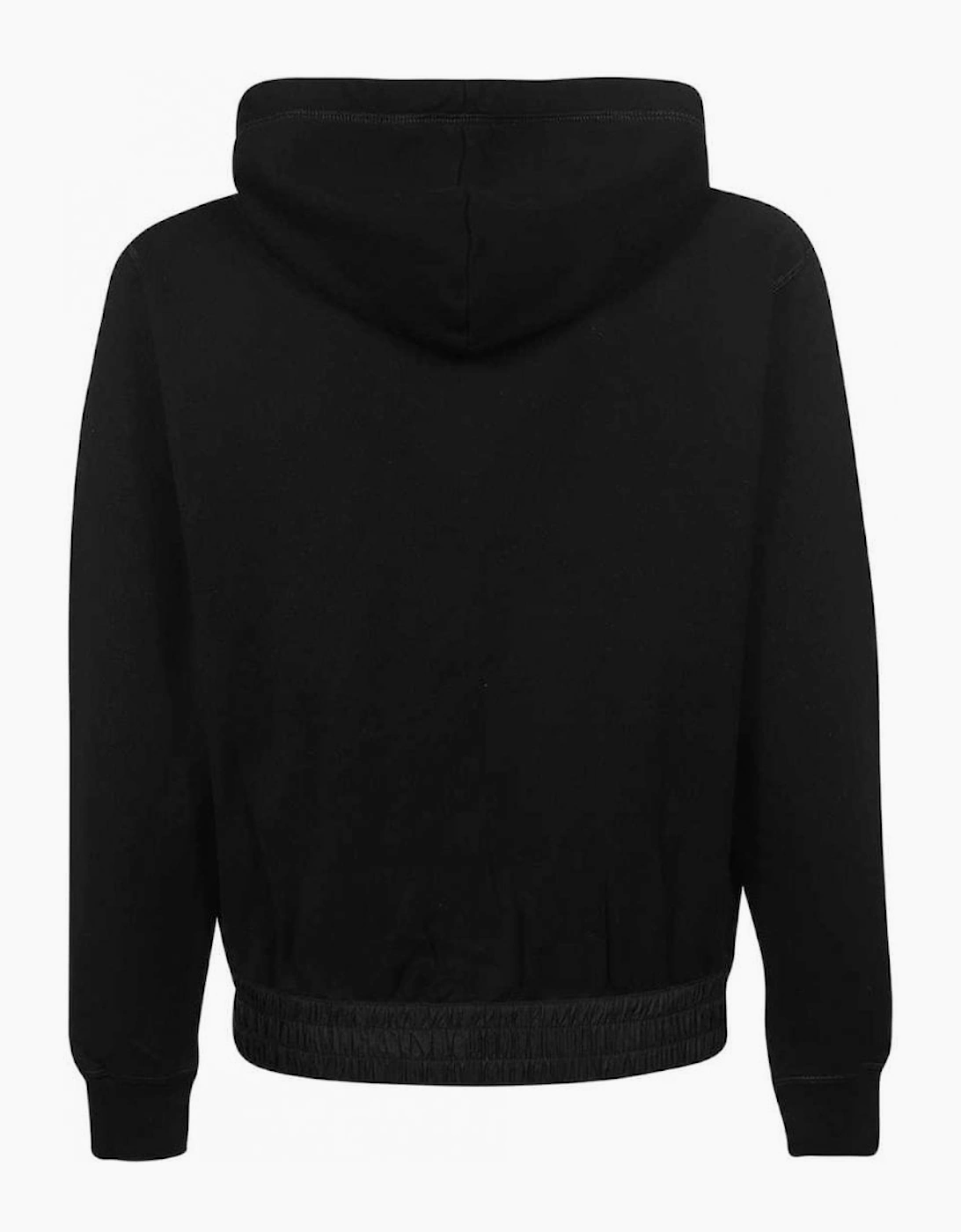 Cotton Printed Icon Logo Black Zip Hoodie