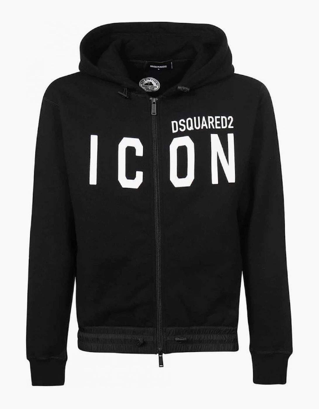 Cotton Printed Icon Logo Black Zip Hoodie