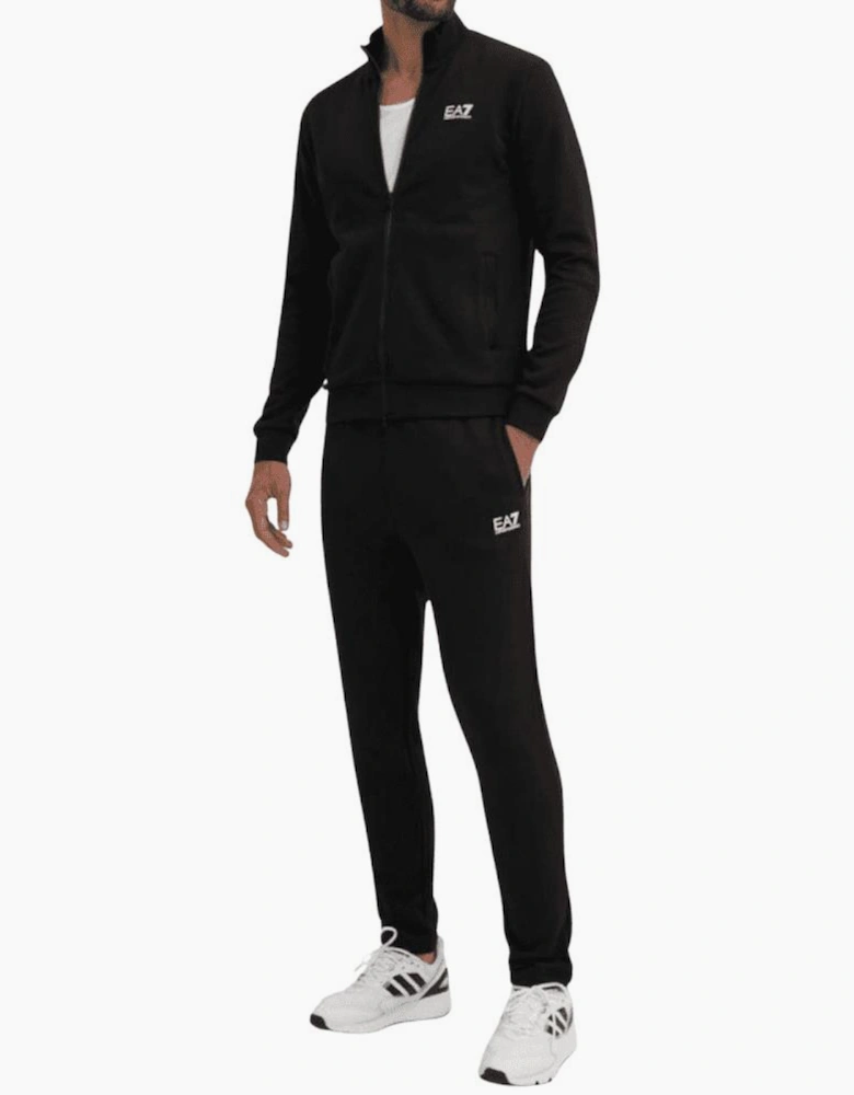 Core ID Open Bottom Black Funnel Neck Cotton Tracksuit