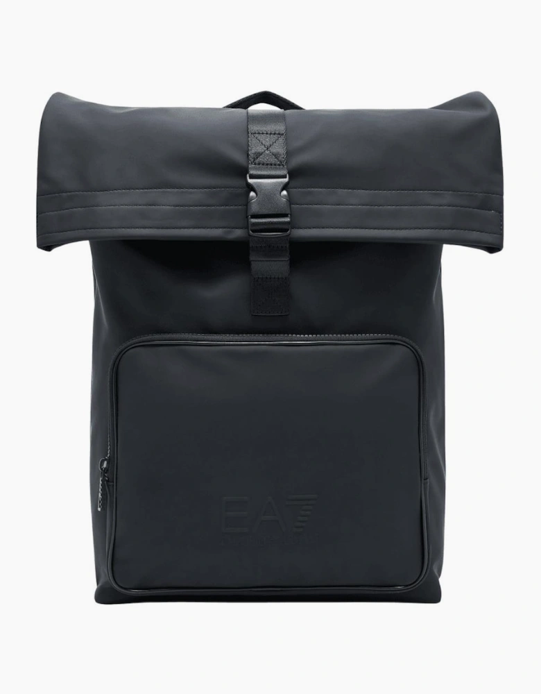 Rubberised Logo Black Satchel Backpack