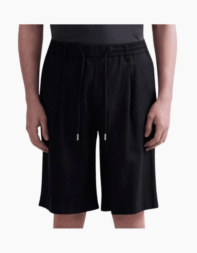 Regular Fit Black Linen Shorts