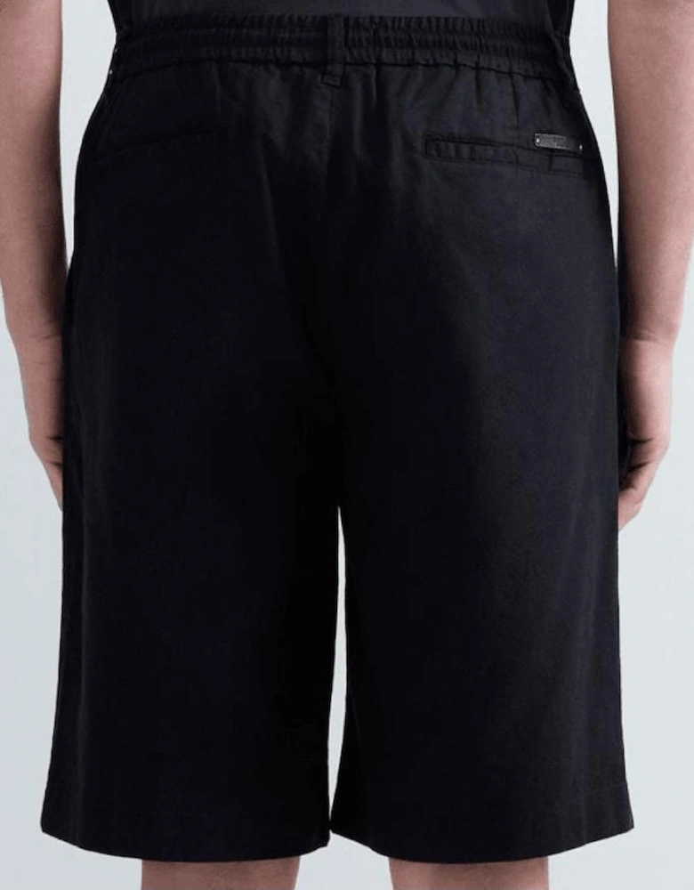 Regular Fit Black Linen Shorts