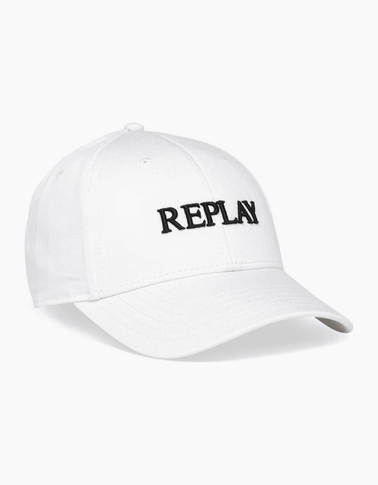 Embroidered Logo White Baseball Cap