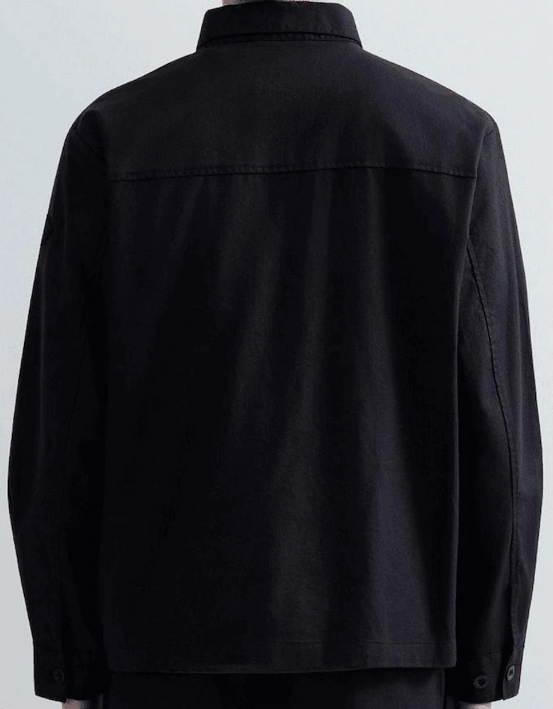 Linen Button Up Black Shirt