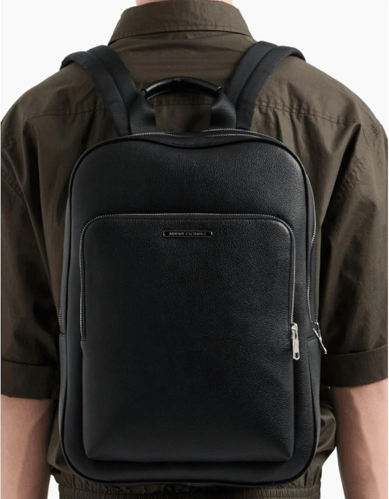 Minimal Eco-Leather Black Backpack