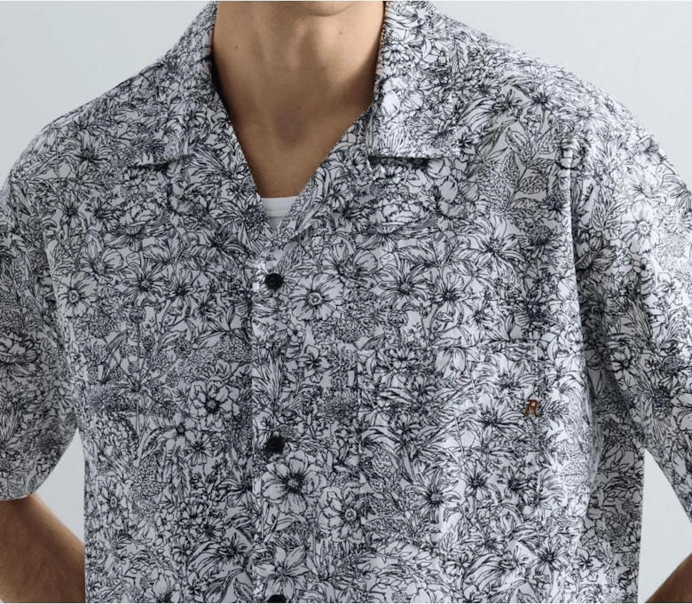 Cotton Cuban Collar Floral Shirt
