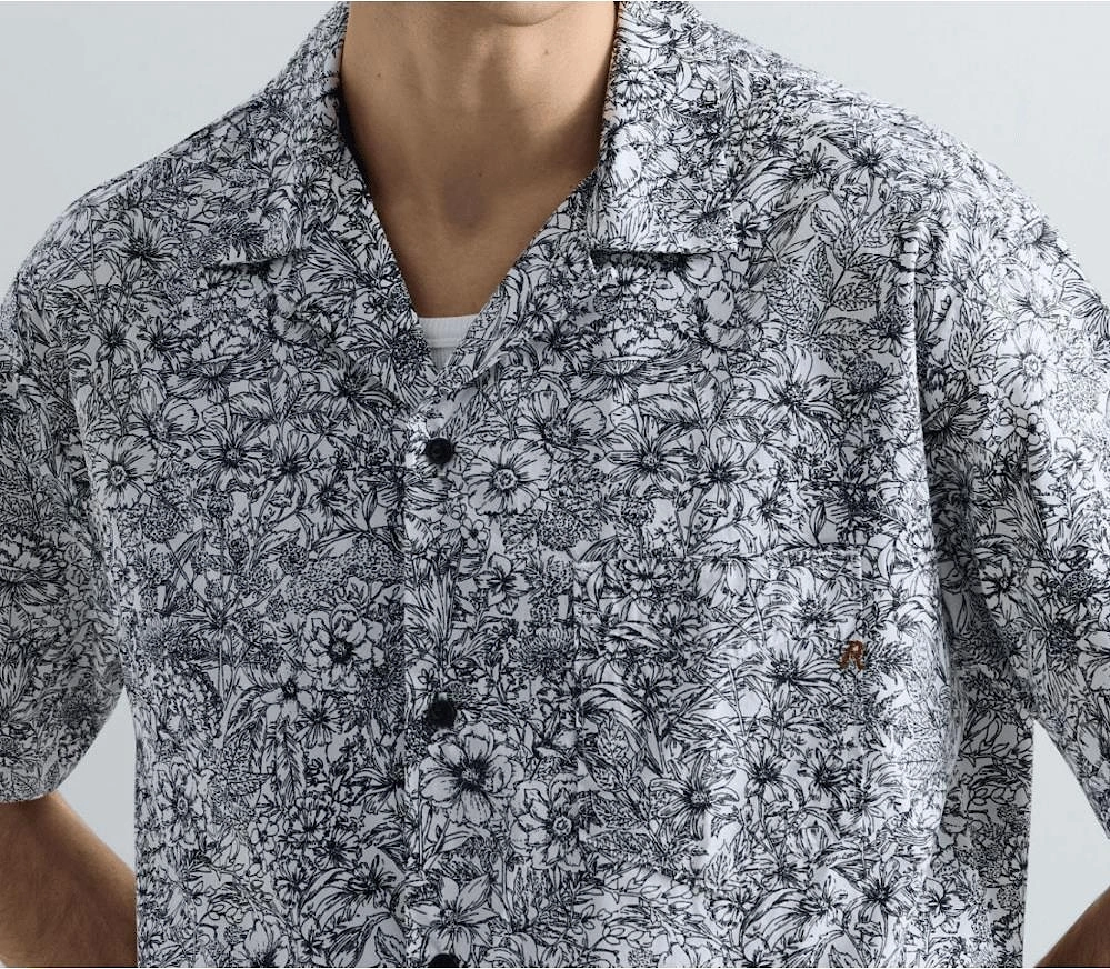 Cotton Cuban Collar Floral Shirt