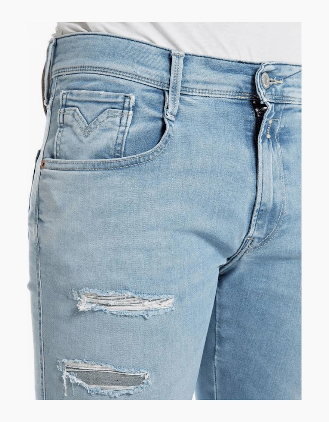 Anbass Distressed Light Wash Slim Fit Jeans