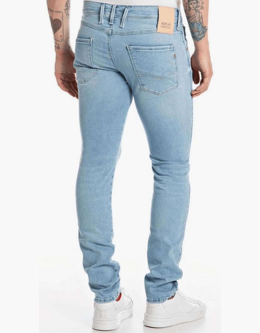 Anbass Distressed Light Wash Slim Fit Jeans