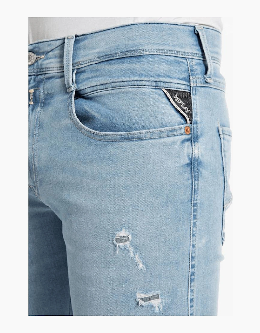 Anbass Distressed Light Wash Slim Fit Jeans