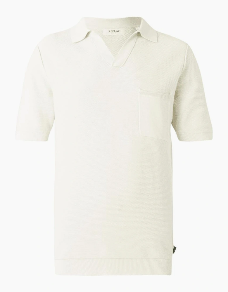 Knitted Cream Polo Shirt
