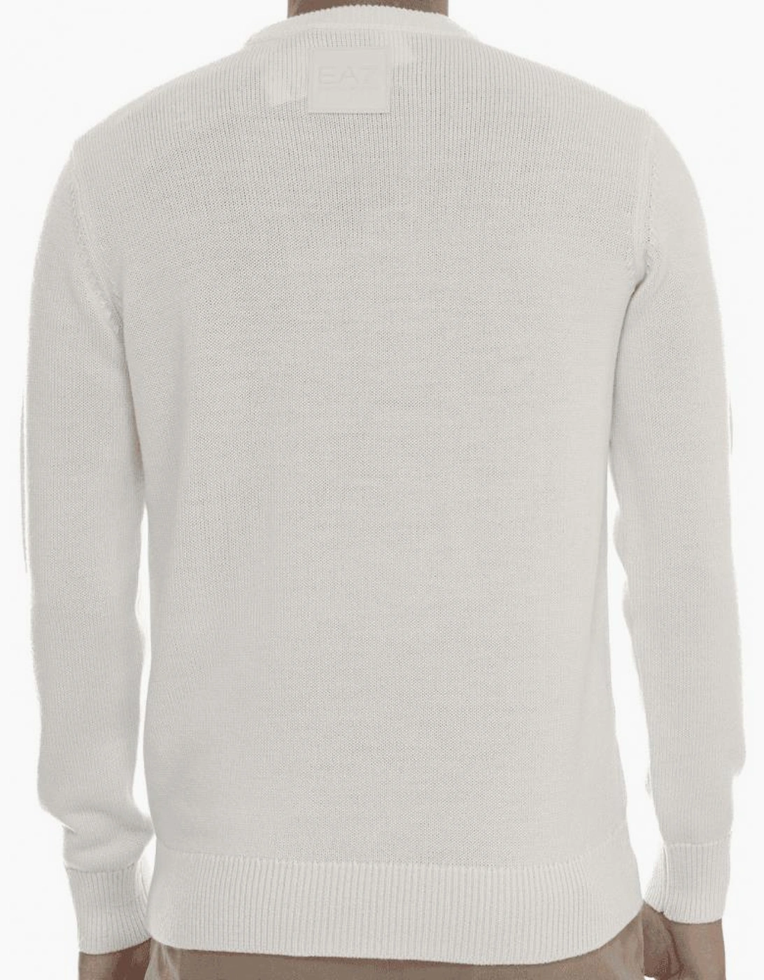 Crew Neck Rubber Logo Cream Knitwear Sweater