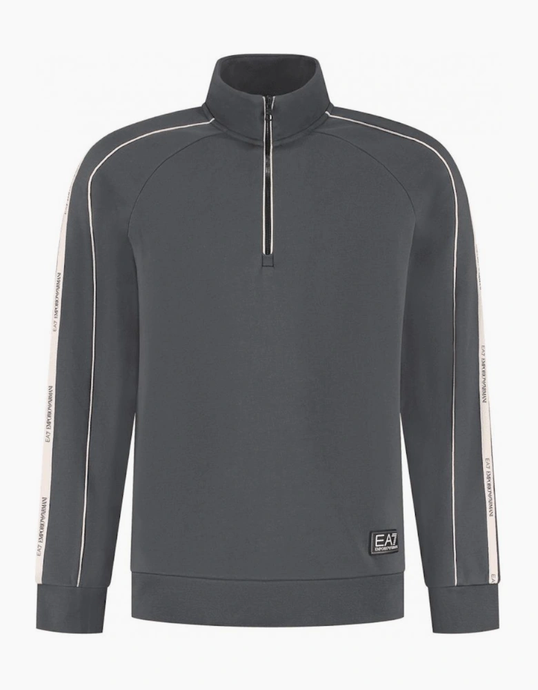 Tape Logo Grey Quarter Zip Sweatshirt