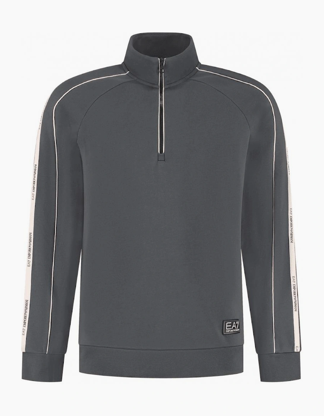 Tape Logo Grey Quarter Zip Sweatshirt