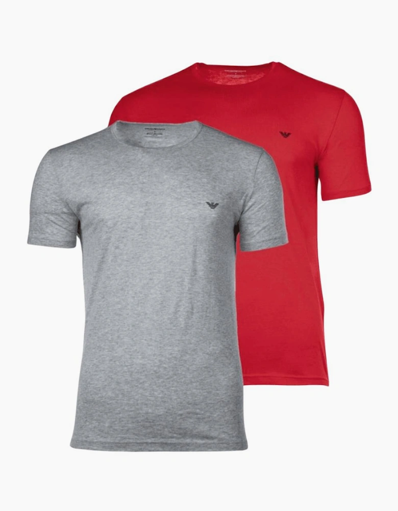 Cotton 2-Pack Round Neck Eagle Logo Grey/Red T-Shirt
