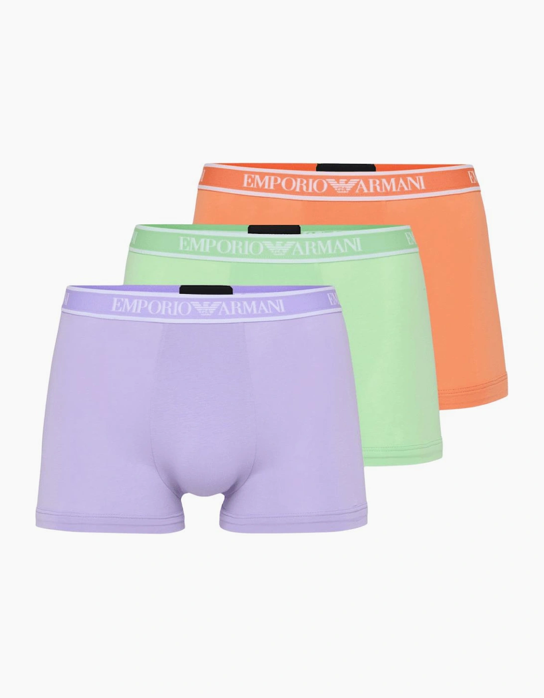 3-Pack Stretch Cotton Green/Orange/Lavender Boxer Trunks
