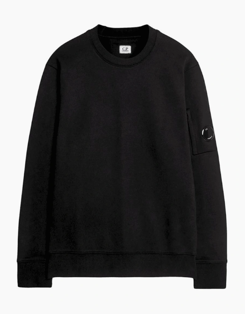 Cotton Lens Logo Crew Neck Black Sweatshirt