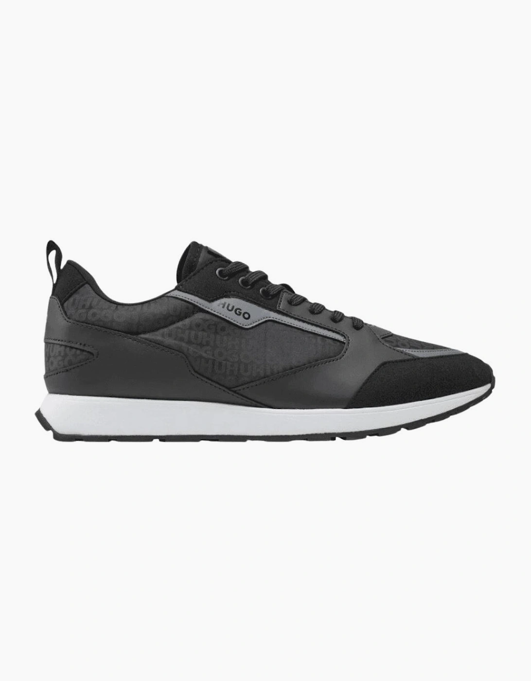 Icelin_Runn Mixed Material Black Sneaker Trainers