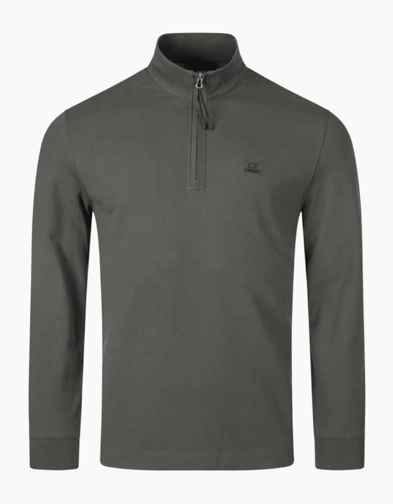Long Sleeve Pique Quarter Zip Grey Polo