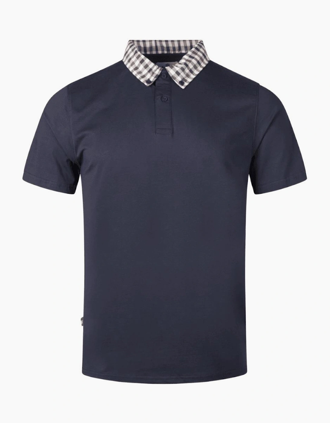 Supima Cotton Check Collar Navy Polo Shirt