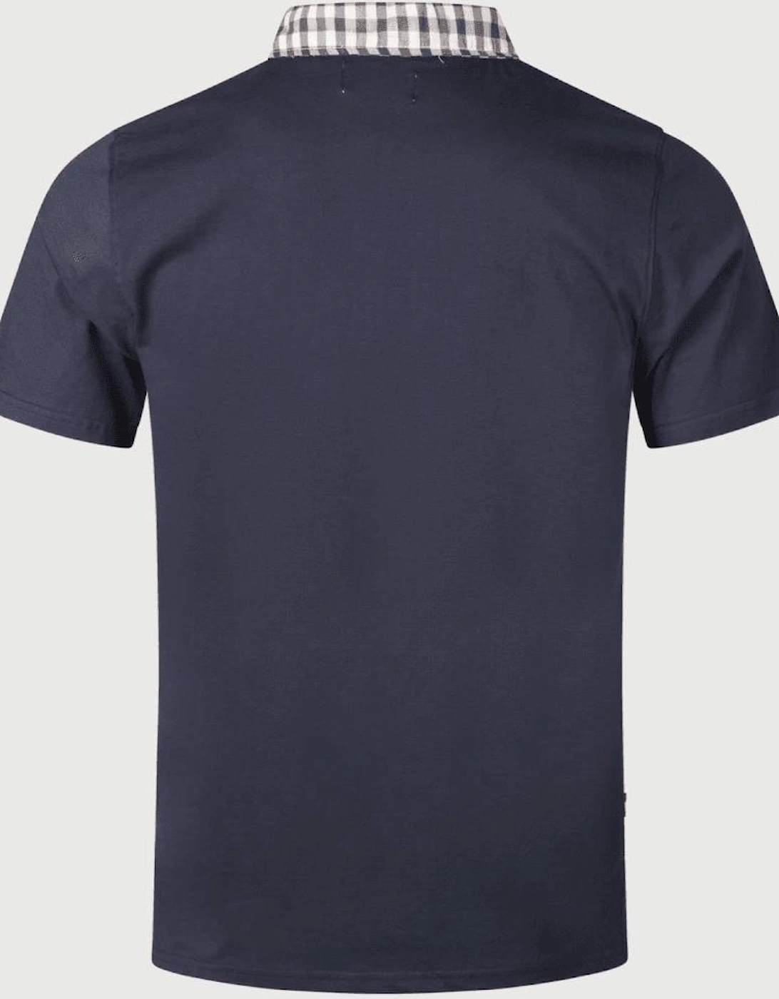 Supima Cotton Check Collar Navy Polo Shirt