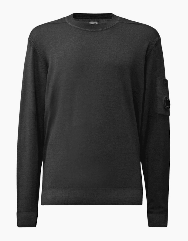 Merino Wool Lens Logo Gunmetal Grey Knitwear Sweater