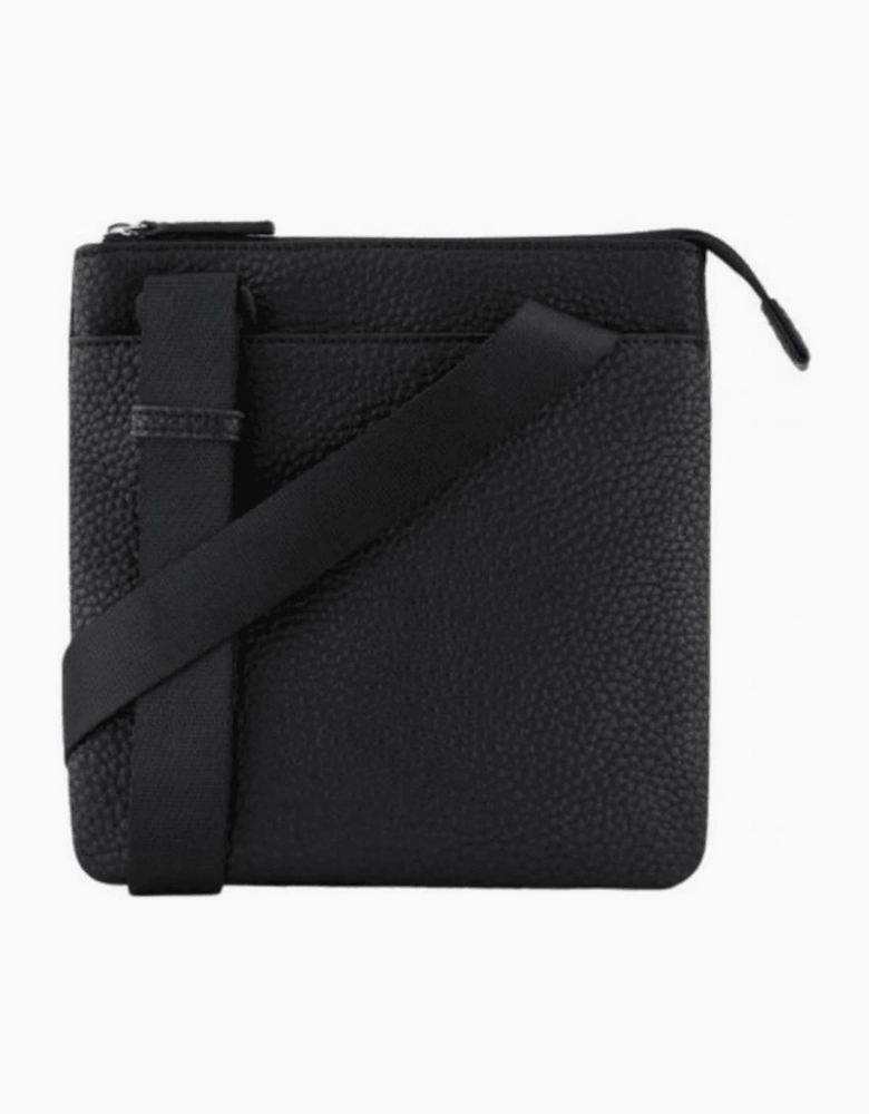 Tumbled Leather Black Pouch Bag