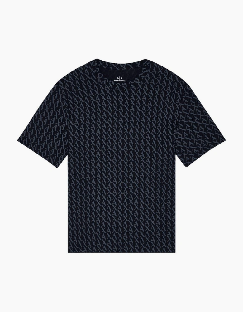 Regular Fit Monogram Logo Black T-Shirt