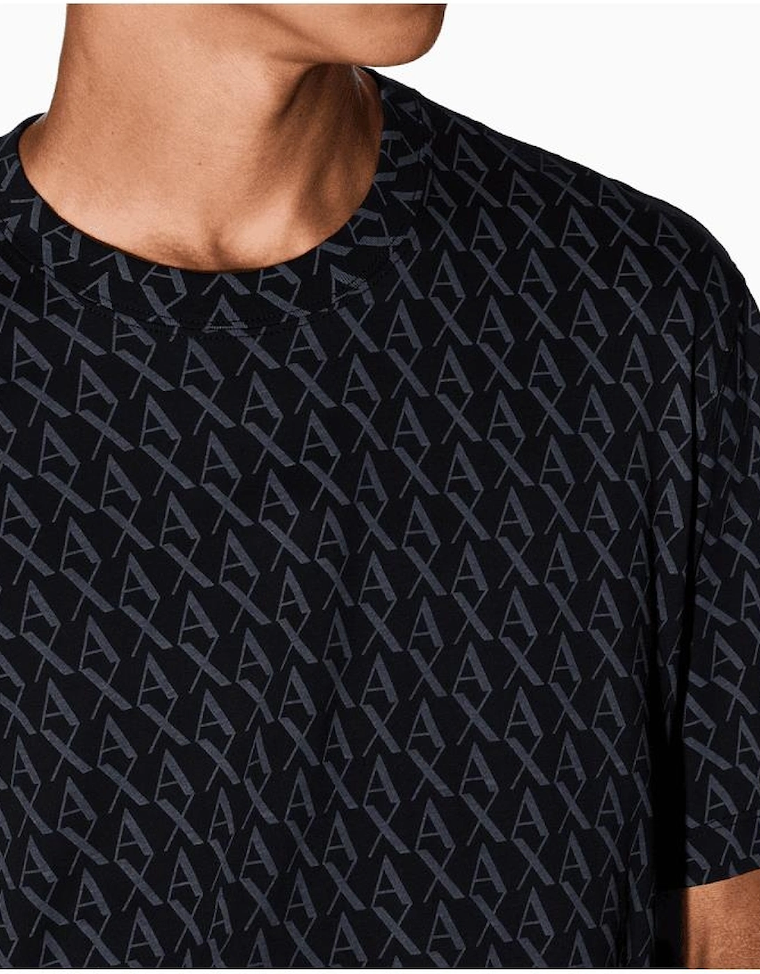 Regular Fit Monogram Logo Black T-Shirt