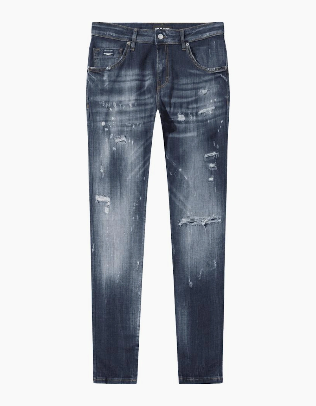 LAT 977 Slim Fit Dark Blue Ripped Wash Jeans