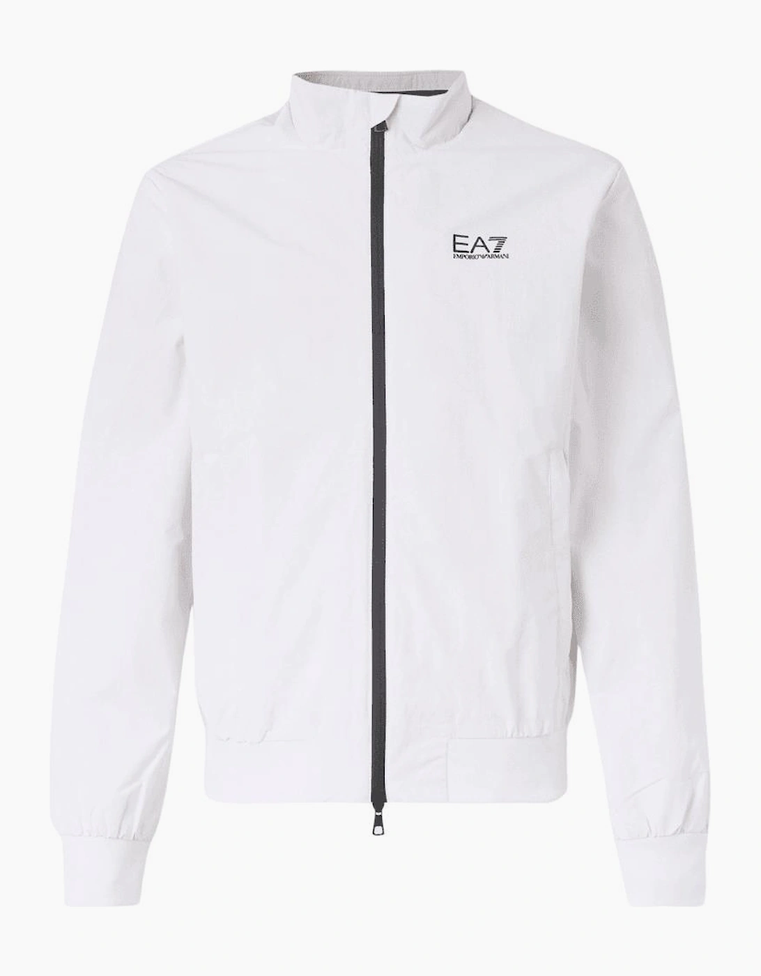 Funnel Neck Zip Up White Jacket