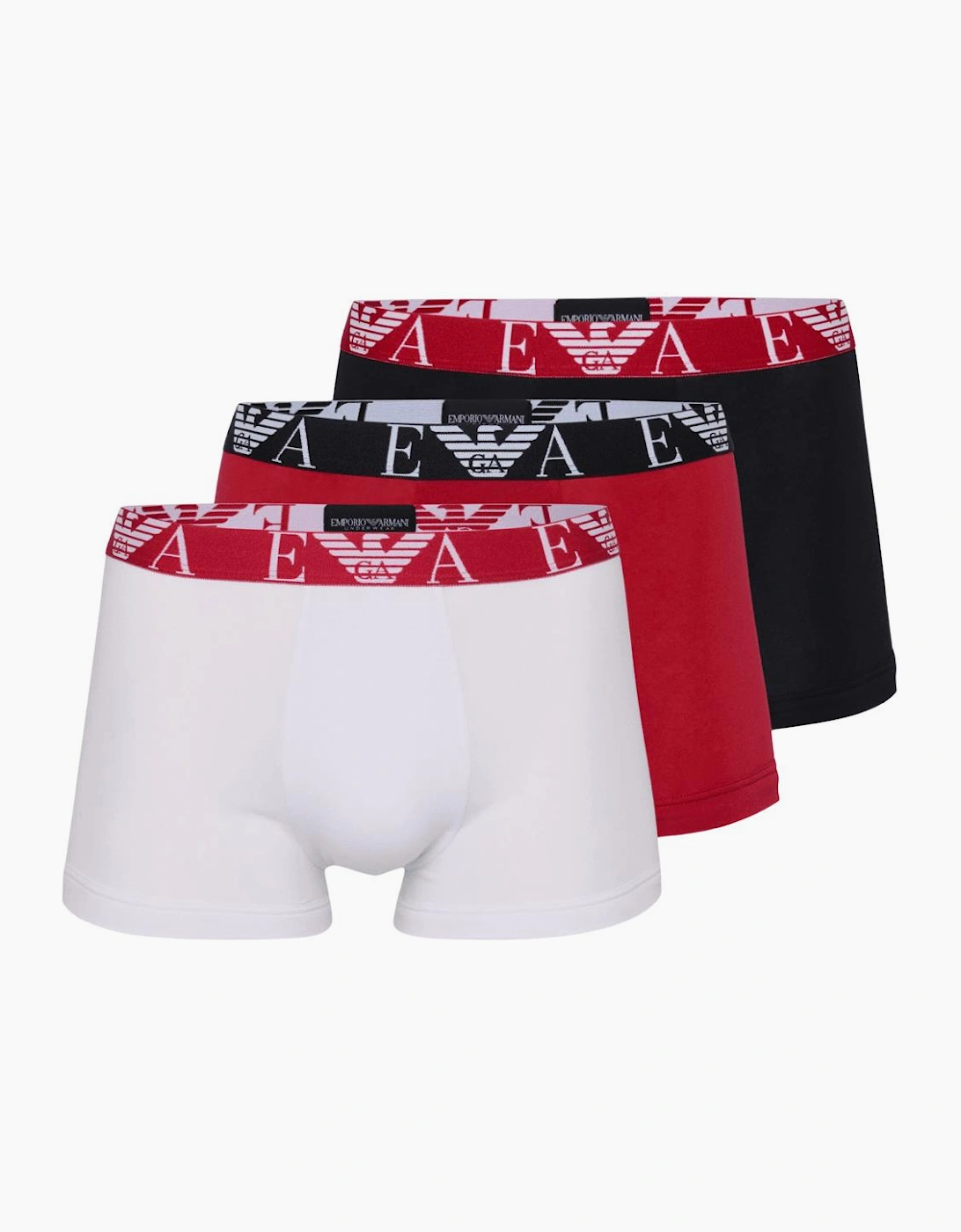 3-Pack Stretch Cotton Red/Navy/White Boxer Trunks