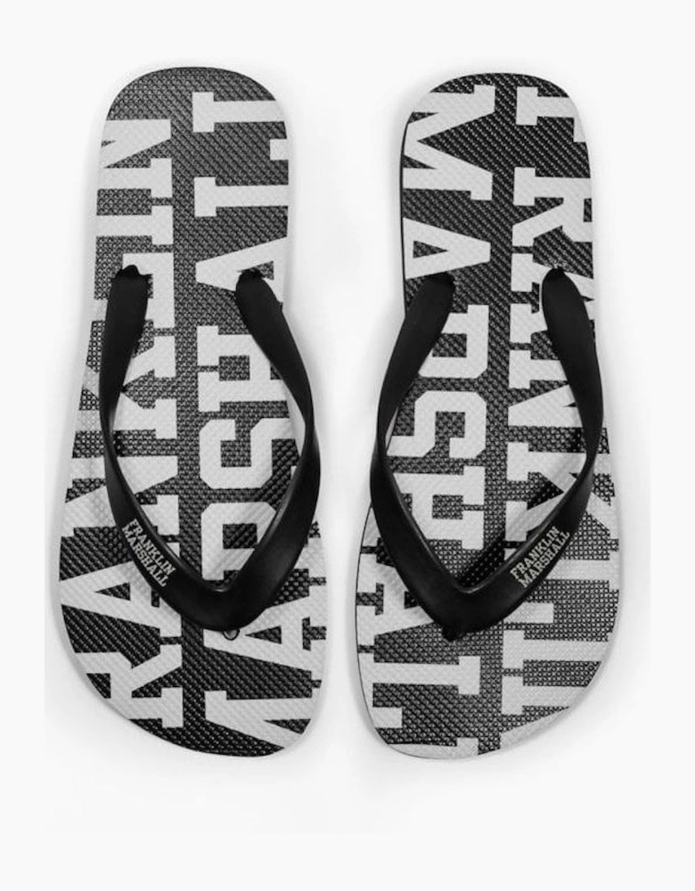 UA987 Unisex Rubber All Over Logo Black Thong Sandals