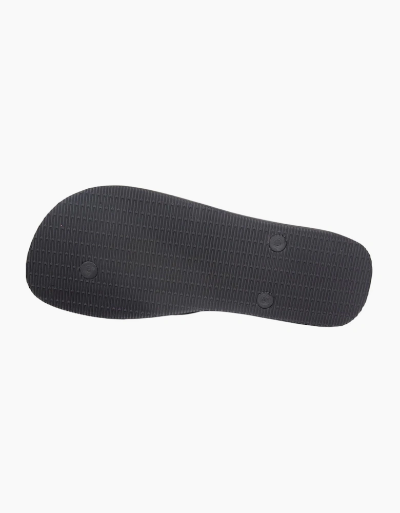 UA987 Unisex Rubber All Over Logo Black Thong Sandals
