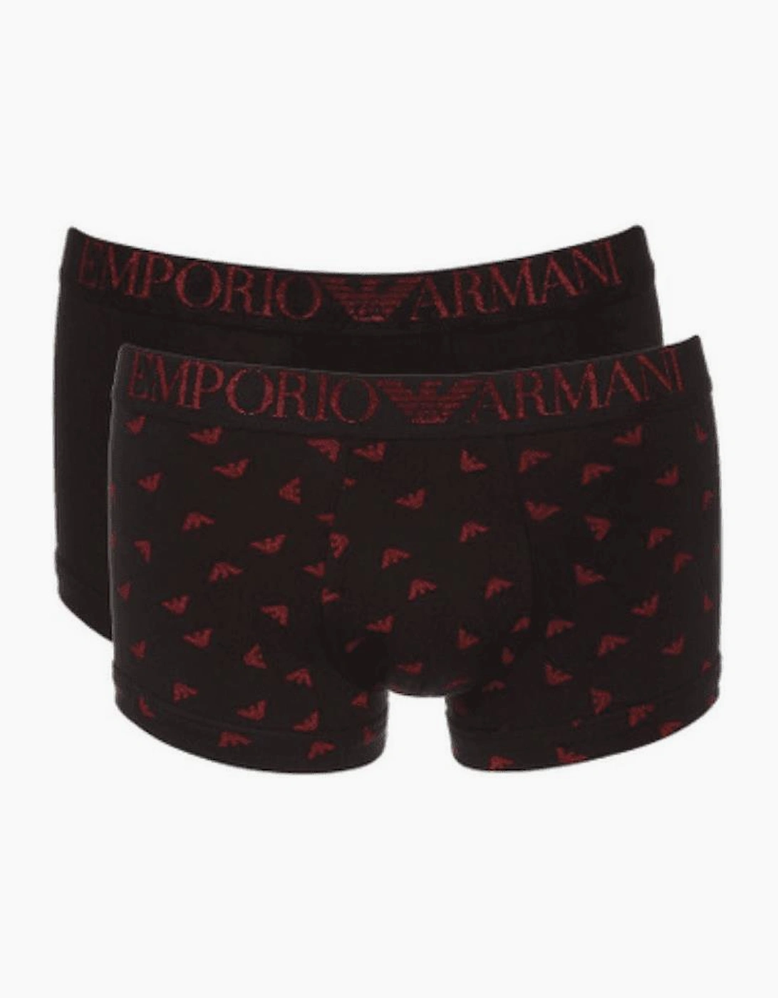 Cotton Black/Red 2-Pack Boxer Trunks in Gift Box