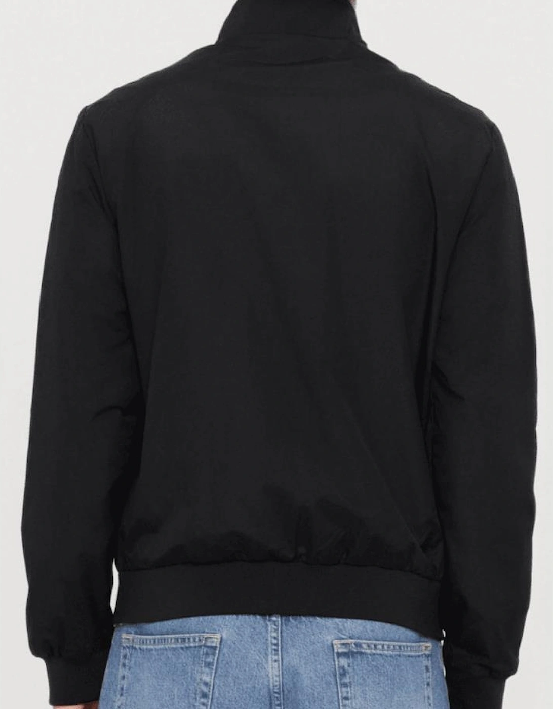 Funnel Neck Zip Up Black Jacket