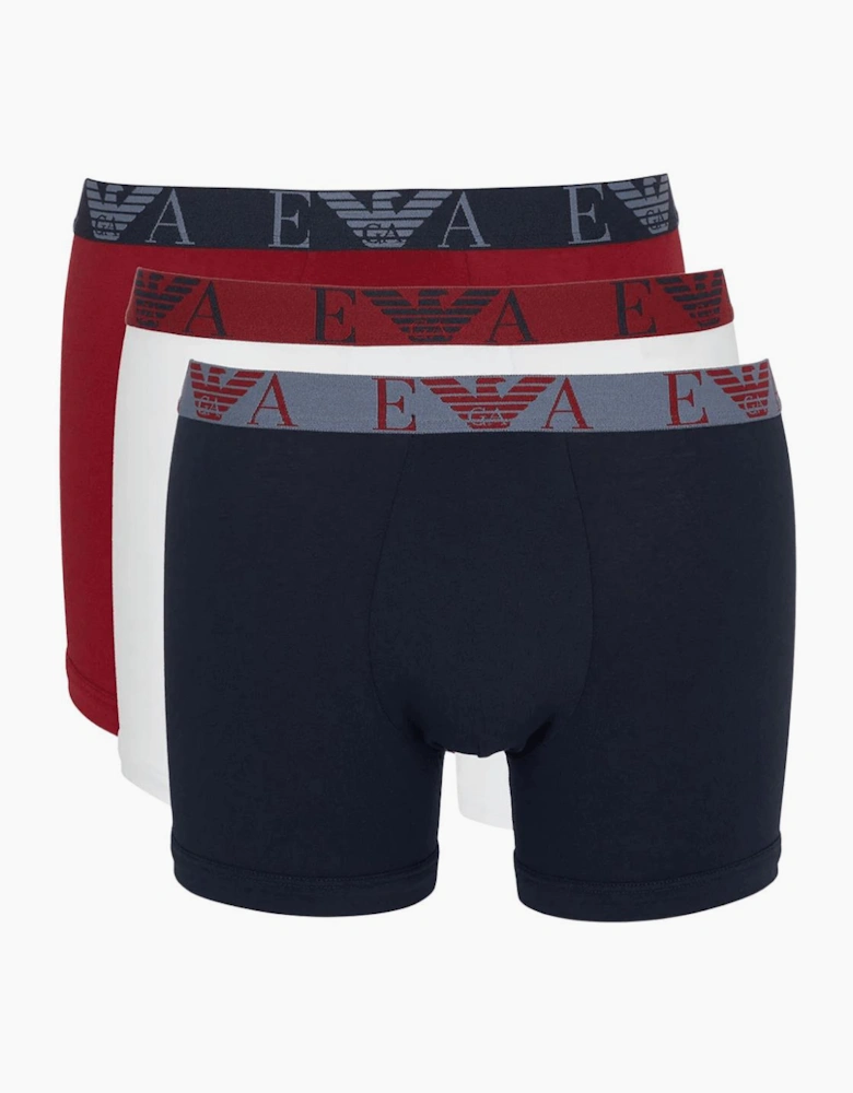 3-Pack Stretch Cotton Red/Navy/White Boxers