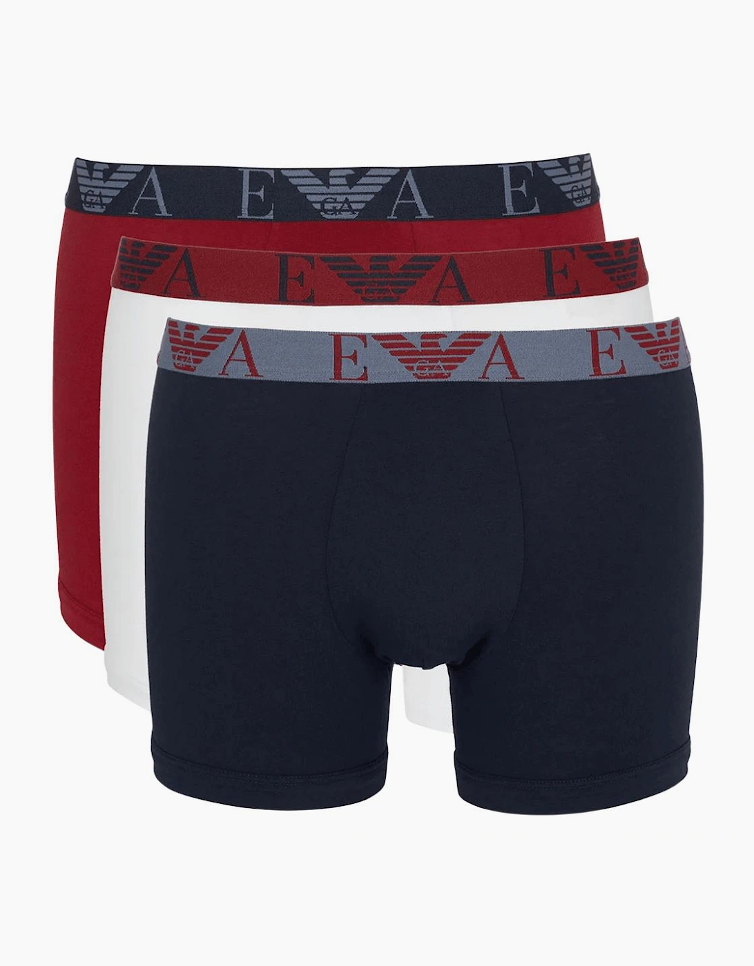 3-Pack Stretch Cotton Red/Navy/White Boxers
