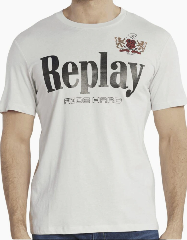 Graphic Logo Round Neck White T-Shirt