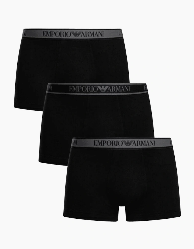 3-Pack Stretch Cotton Triple Black Boxer Trunks