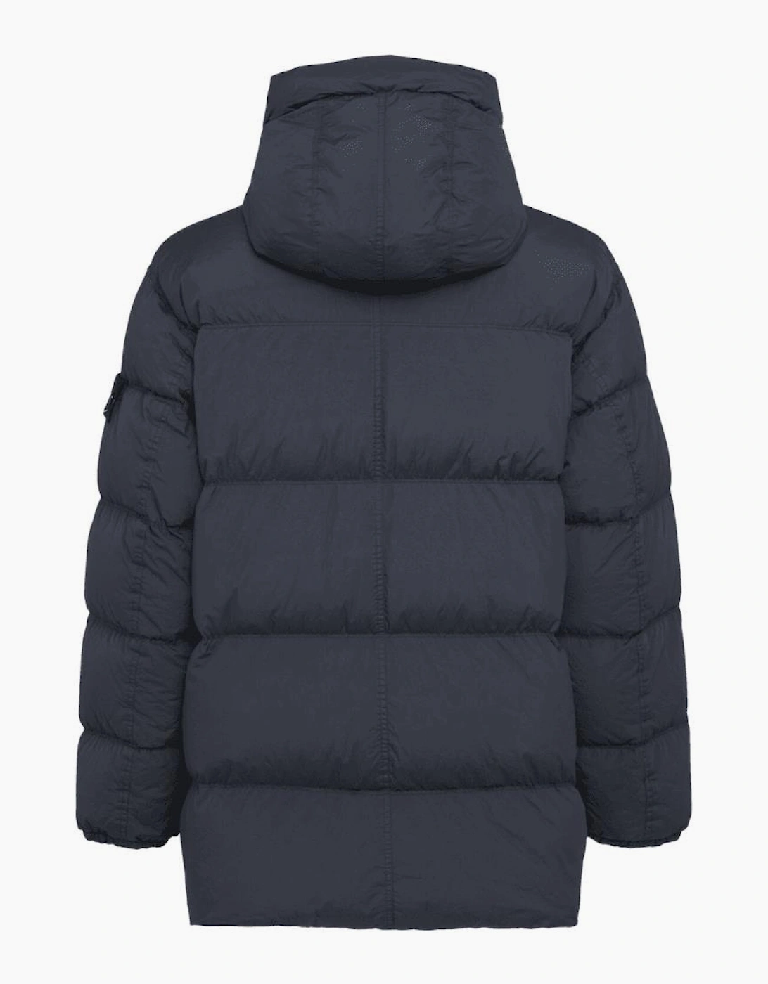 Crinkle Reps Mid Length Navy Puffer Jacket