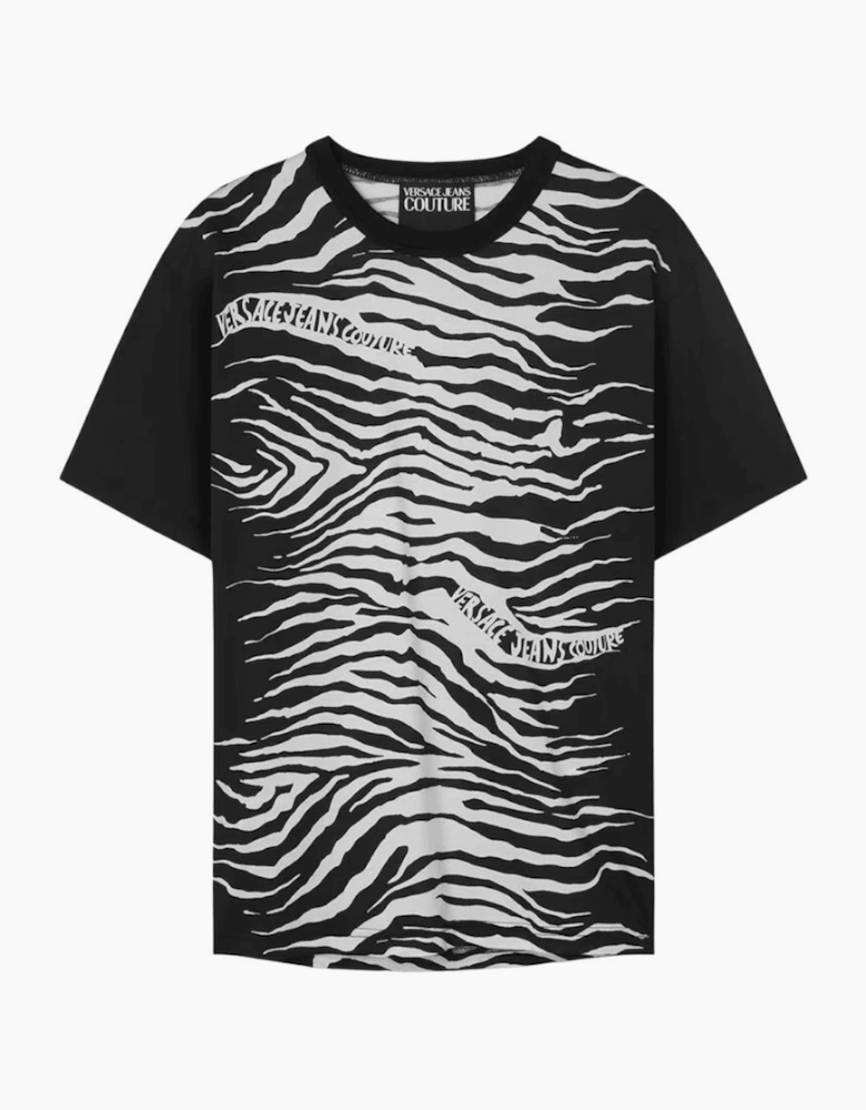 All Over Zebra Print Black/White T-Shirt