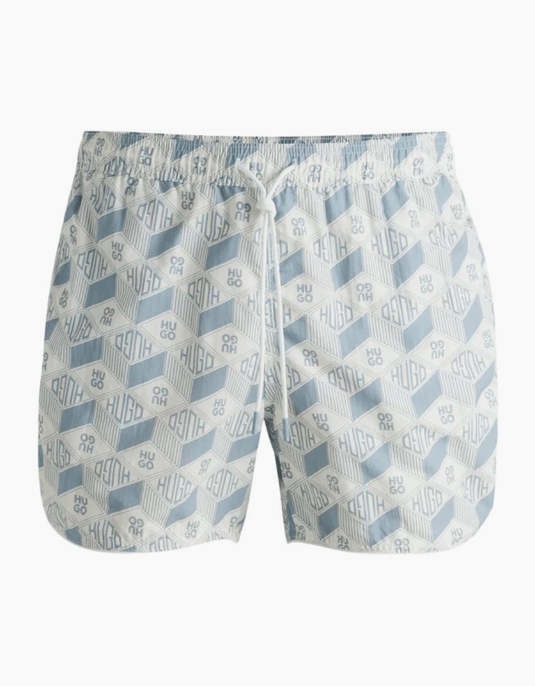 Rik Seasonal Print White/Blue Swim Shorts