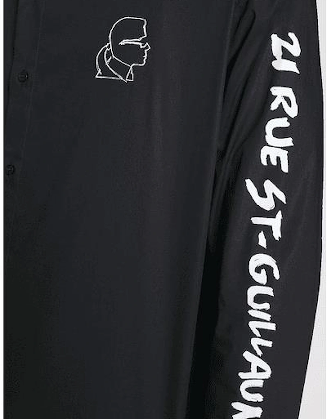 Cotton Karl Logo Black Button Shirt