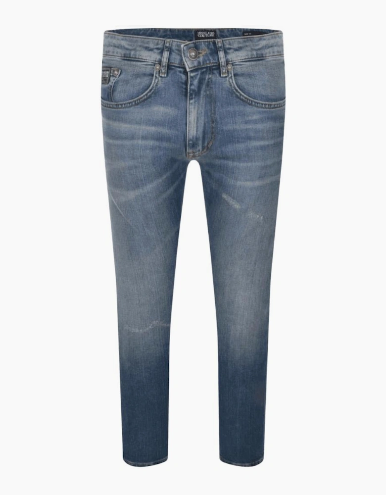 Skinny Fit Distressed Blue Jeans