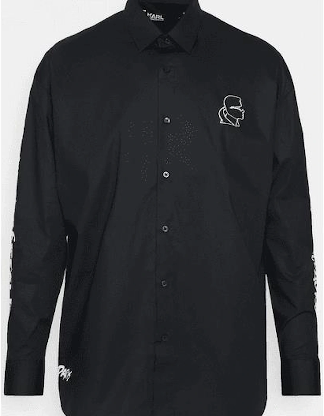Cotton Karl Logo Black Button Shirt
