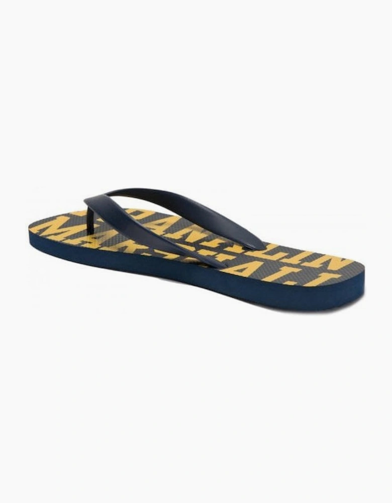 UA987 Unisex Rubber All Over Logo Navy Thong Sandals