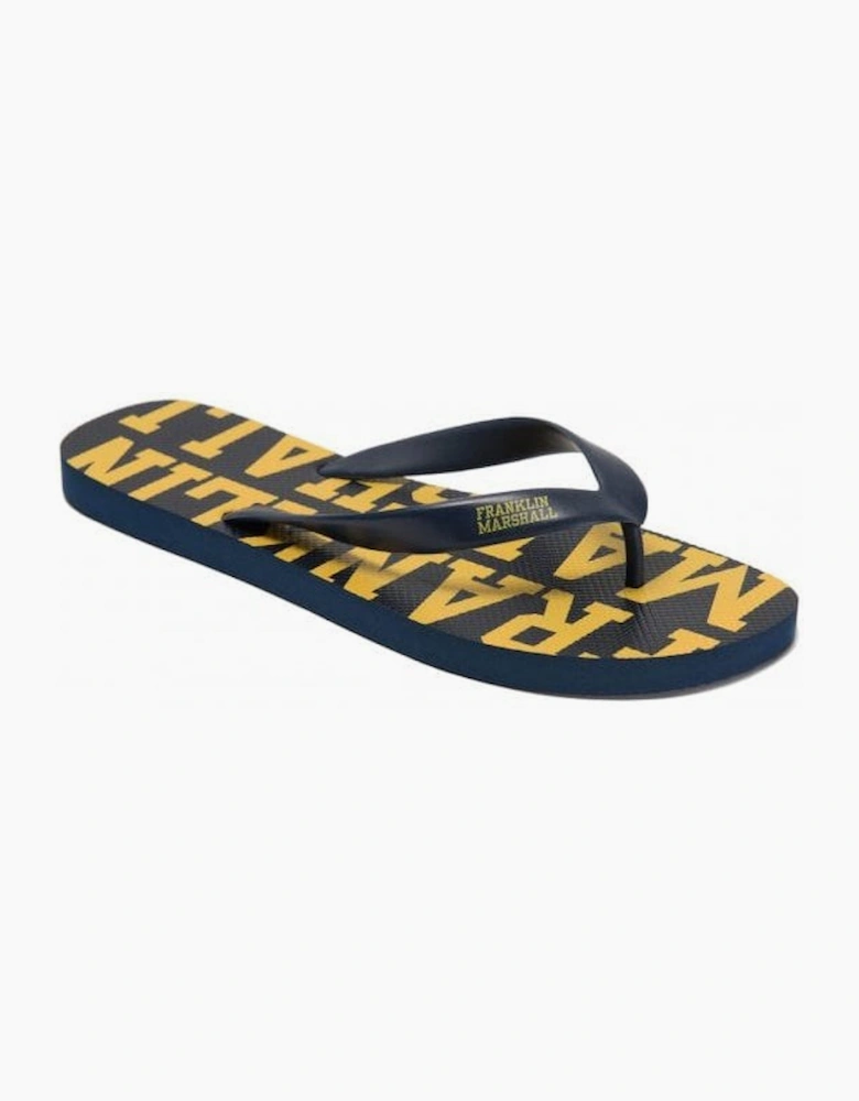 UA987 Unisex Rubber All Over Logo Navy Thong Sandals