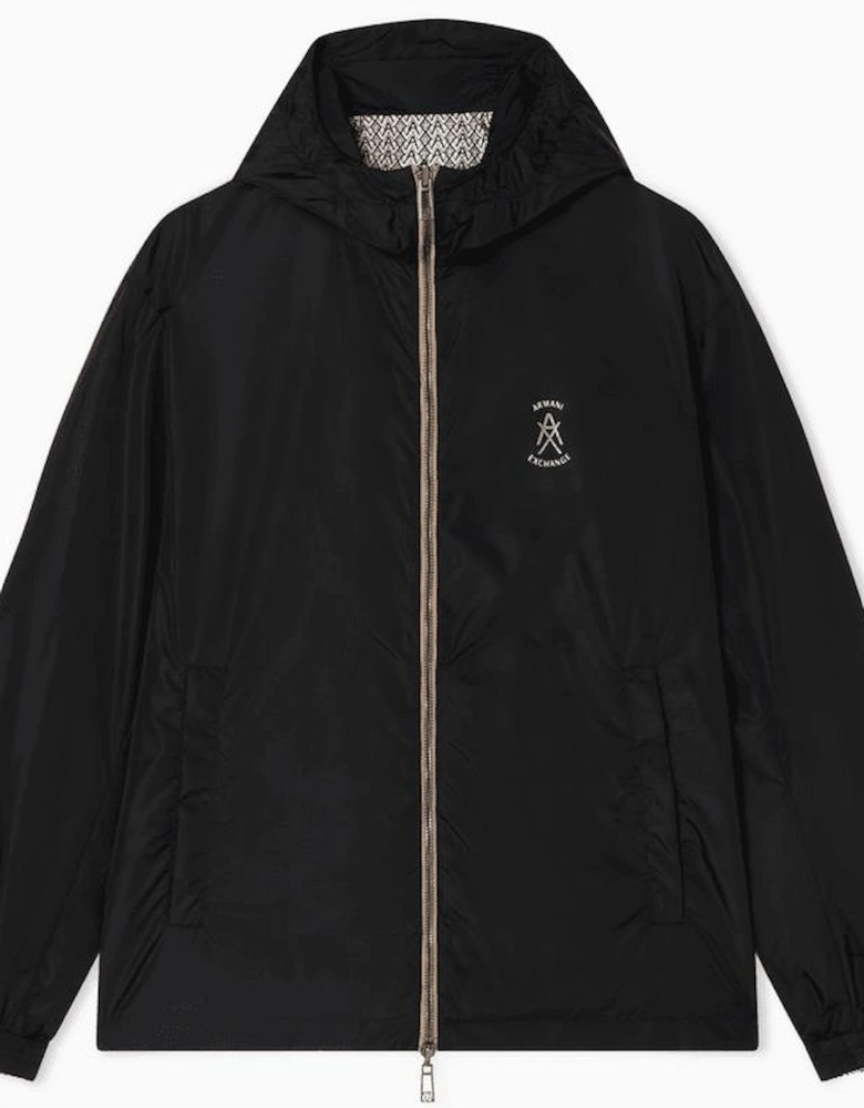 Nylon Reversible Monogram Logo/Black Windbreaker Jacket